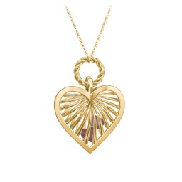 Radiant Caged Heart Necklace with 1-6 Birthstones in 18K Gold Plated Silver with Garnet