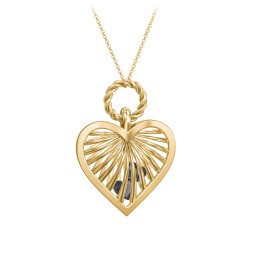 Radiant Caged Heart Necklace with 1-6 Birthstones in 18K Gold Plated Silver with Smokey Quartz, Ruby, Emerald, Blue Topaz, and Amethyst