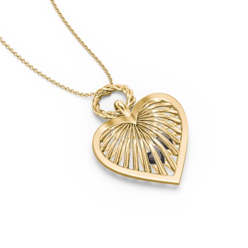 Radiant Caged Heart Necklace with 1-6 Birthstones – 18K Gold Plated Silver with Smokey Quartz