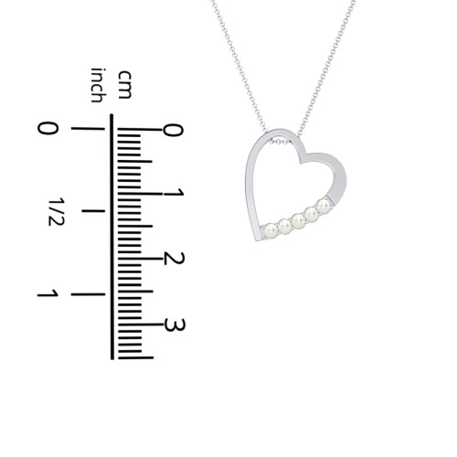 Engravable Tilted Heart Necklace with Pearls