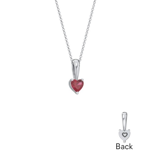Engravable Generations Stacking Hearts Pendant - 1 – Sterling Silver with Ruby