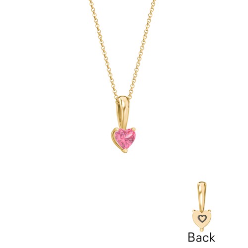 Engravable Generations Stacking Hearts Pendant - 1 – 18K Gold Plated Silver with Pink Tourmaline