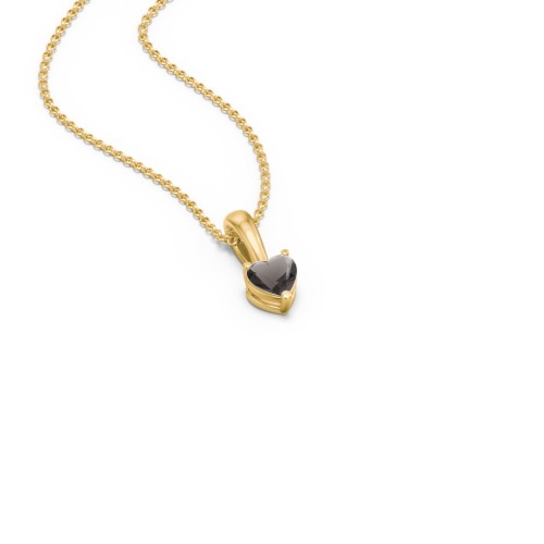 Engravable Generations Stacking Hearts Pendant - 1 – 18K Gold Plated Silver with Smokey Quartz