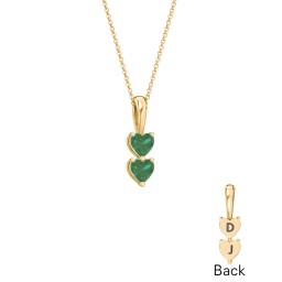 Engravable Generations Stacking Hearts Pendant - 2 in 18K Gold Plated Silver with Emerald