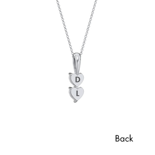 Engravable Generations Stacking Hearts Pendant - 2 – Sterling Silver with Diamond