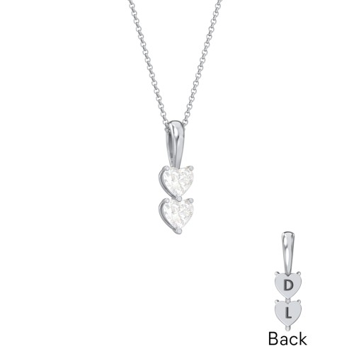 Engravable Generations Stacking Hearts Pendant - 2 – Sterling Silver with Diamond