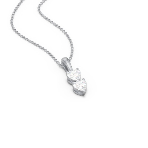 Engravable Generations Stacking Hearts Pendant - 2 – Sterling Silver with Diamond
