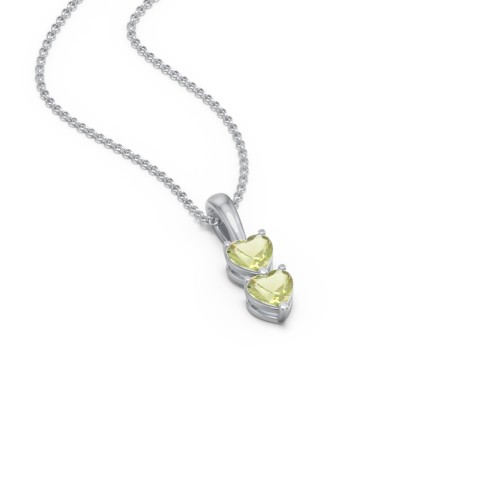 Engravable Generations Stacking Hearts Pendant - 2 – Sterling Silver with Peridot