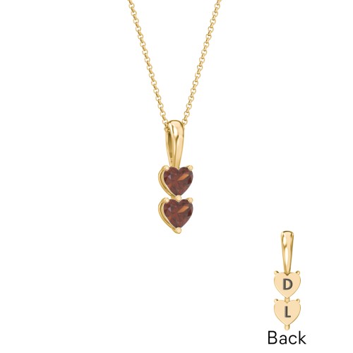 Engravable Generations Stacking Hearts Pendant - 2 – 18K Gold Plated Silver with Garnet