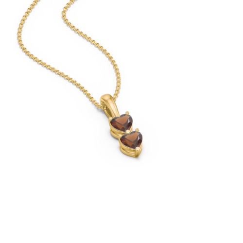 Engravable Generations Stacking Hearts Pendant - 2 – 18K Gold Plated Silver with Garnet