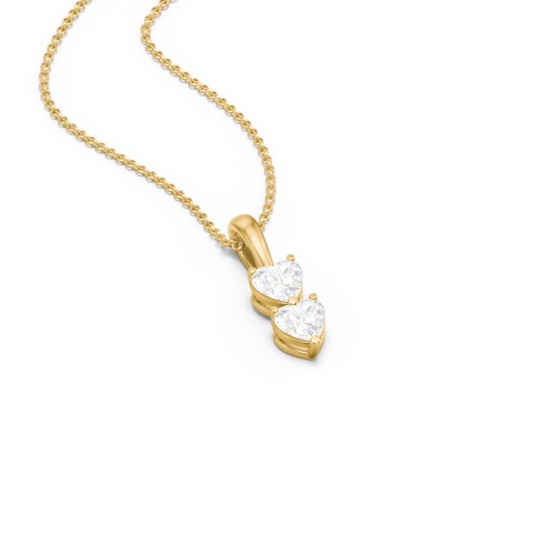 Engravable Generations Stacking Hearts Pendant - 2 – 18K Gold Plated Silver with Diamond