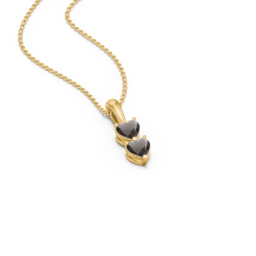 Engravable Generations Stacking Hearts Pendant - 2 – 18K Gold Plated Silver with Smokey Quartz
