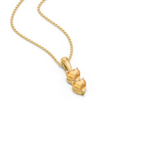 Engravable Generations Stacking Hearts Pendant - 2 – 18K Gold Plated Silver with Citrine
