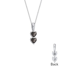 Engravable Generations Stacking Hearts Pendant - 2 in 925 Sterling Silver with Smokey Quartz