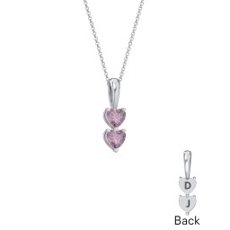 Engravable Generations Stacking Hearts Pendant - 2 in 925 Sterling Silver with Alexandrite
