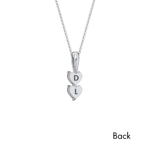 Engravable Generations Stacking Hearts Pendant - 2 – Sterling Silver with Garnet