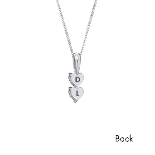 Engravable Generations Stacking Hearts Pendant - 2 – Sterling Silver with Smokey Quartz