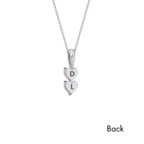 Engravable Generations Stacking Hearts Pendant - 2 – Sterling Silver with Pink Tourmaline