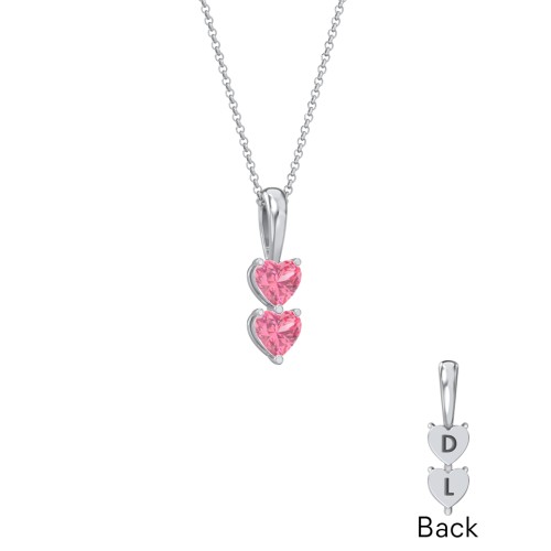 Engravable Generations Stacking Hearts Pendant - 2 – Sterling Silver with Pink Tourmaline