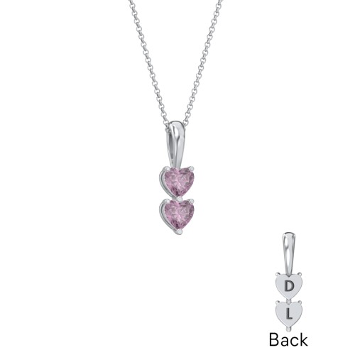Engravable Generations Stacking Hearts Pendant - 2 – Sterling Silver with Alexandrite