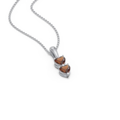 Engravable Generations Stacking Hearts Pendant - 2 – Sterling Silver with Garnet