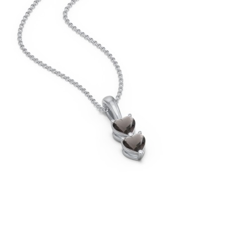 Engravable Generations Stacking Hearts Pendant - 2 – Sterling Silver with Smokey Quartz