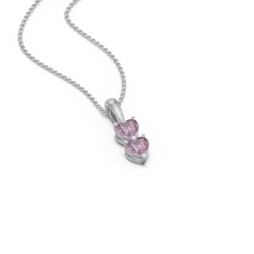 Engravable Generations Stacking Hearts Pendant - 2 – Sterling Silver with Alexandrite