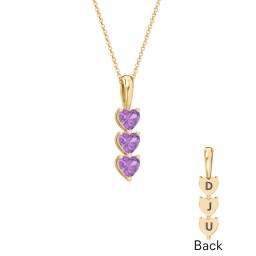 Engravable Generations Stacking Hearts Pendant - 3 in 18K Gold Plated Silver with Amethyst