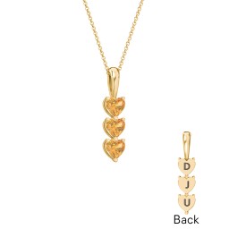 Engravable Generations Stacking Hearts Pendant - 3 in 18K Gold Plated Silver with Citrine