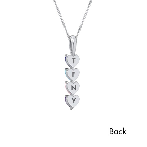 Engravable Generations Stacking Hearts Pendant - 4 – Sterling Silver with Blue Sapphire, Blue Topaz, Pink Tourmaline, and Amethyst