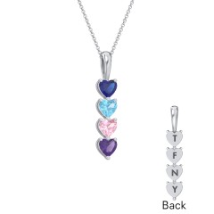 Engravable Generations Stacking Hearts Pendant - 4 – 18K Gold Plated Silver with Blue Sapphire, Blue Topaz, Pink Tourmaline, and Amethyst