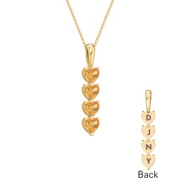 Engravable Generations Stacking Hearts Pendant - 4 in 18K Gold Plated Silver with Citrine
