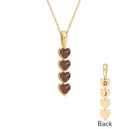 Engravable Generations Stacking Hearts Pendant - 4 in 18K Gold Plated Silver with Garnet