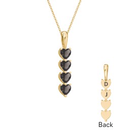 Engravable Generations Stacking Hearts Pendant - 4 in 18K Gold Plated Silver with Smokey Quartz
