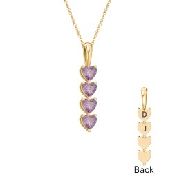 Engravable Generations Stacking Hearts Pendant - 4 in 18K Gold Plated Silver with Alexandrite