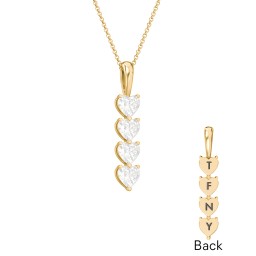 Engravable Generations Stacking Hearts Pendant - 4 in 18K Gold Plated Silver with Diamond