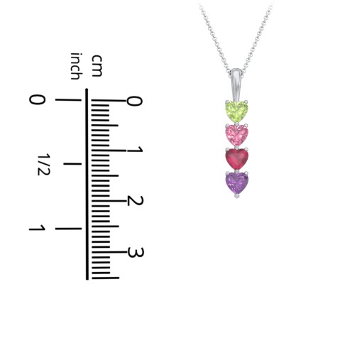 Engravable Generations Stacking Hearts Pendant - 4 – 18K Gold Plated Silver with Blue Sapphire, Blue Topaz, Pink Tourmaline, and Amethyst