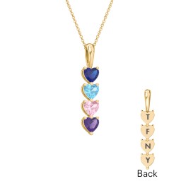 Engravable Generations Stacking Hearts Pendant - 4 in 10K Solid Yellow Gold