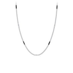 Engravable Bar Open Curb Chain with Black Enamel Bars