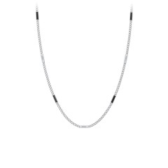 Engravable Bar Open Curb Chain with Black Enamel Bars – 18K Gold Plated Silver