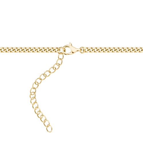Engravable Bar Open Curb Chain with Blue Enamel Bars – 18K Gold Plated Silver