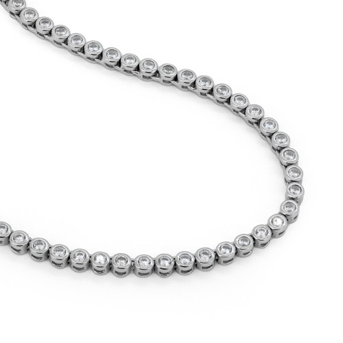 Round Cubic Zirconia Tennis Necklace – Sterling Silver