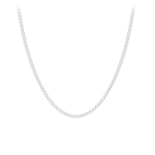 Round Cubic Zirconia Tennis Necklace – Sterling Silver