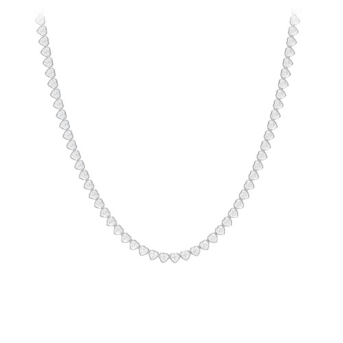 Heart Cubic Zirconia Tennis Necklace – Sterling Silver