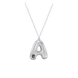 Custom Bubble Initial Necklace with Birthstone
