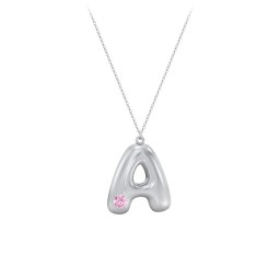 Custom Bubble Initial Necklace with Birthstone