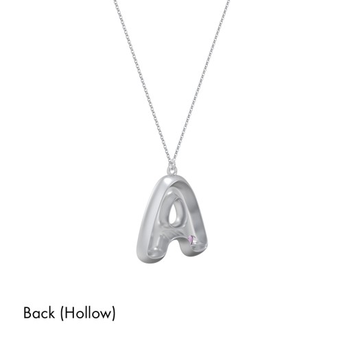 Custom Bubble Initial Necklace with Birthstone