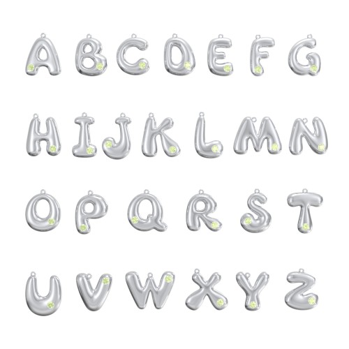 Custom Bubble Initial Necklace with Birthstone – Sterling Silver with Peridot