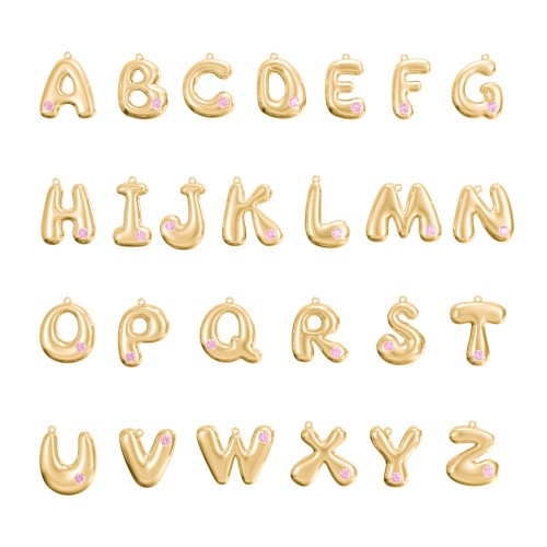 Custom Bubble Initial Necklace with Birthstone