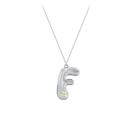 Custom Bubble Initial Necklace with Birthstone – Sterling Silver with Peridot